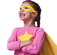 Little girl in superhero costume