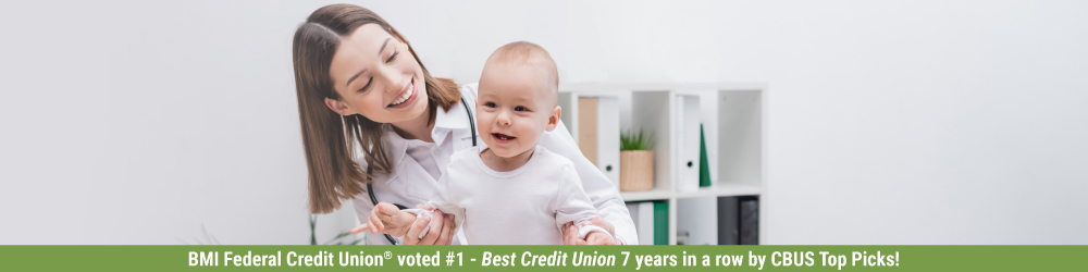 family with BMI FCU HSA visiting the doctor with their baby