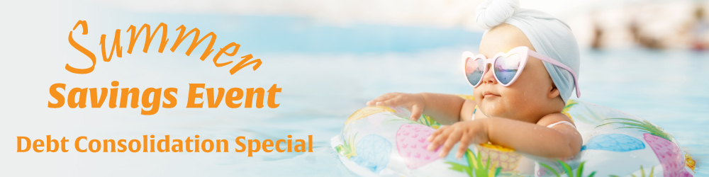 Summer Savings Event: Debt Consolidation Special - Child in floaties in the pool 