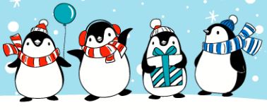 cartoon penguins in the snow