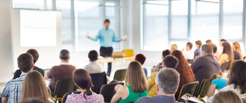 group of employees learning