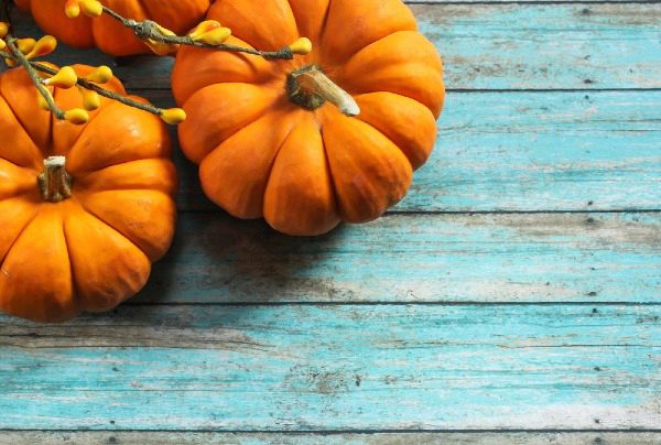pumpkins on a table